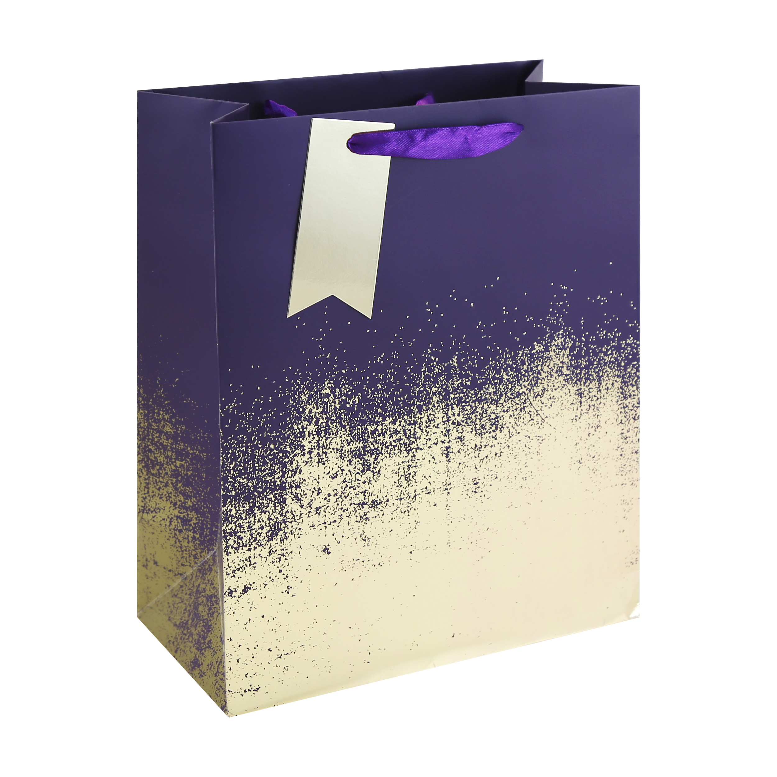 Distressed Purple & Gold Gift Bag Large 6pk