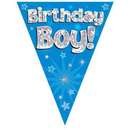 Bunting 11 Flags Blue Holographic Birthday Boy