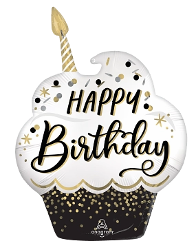 Anagram Birthday Wishes Cupcake 29" Foil Balloon