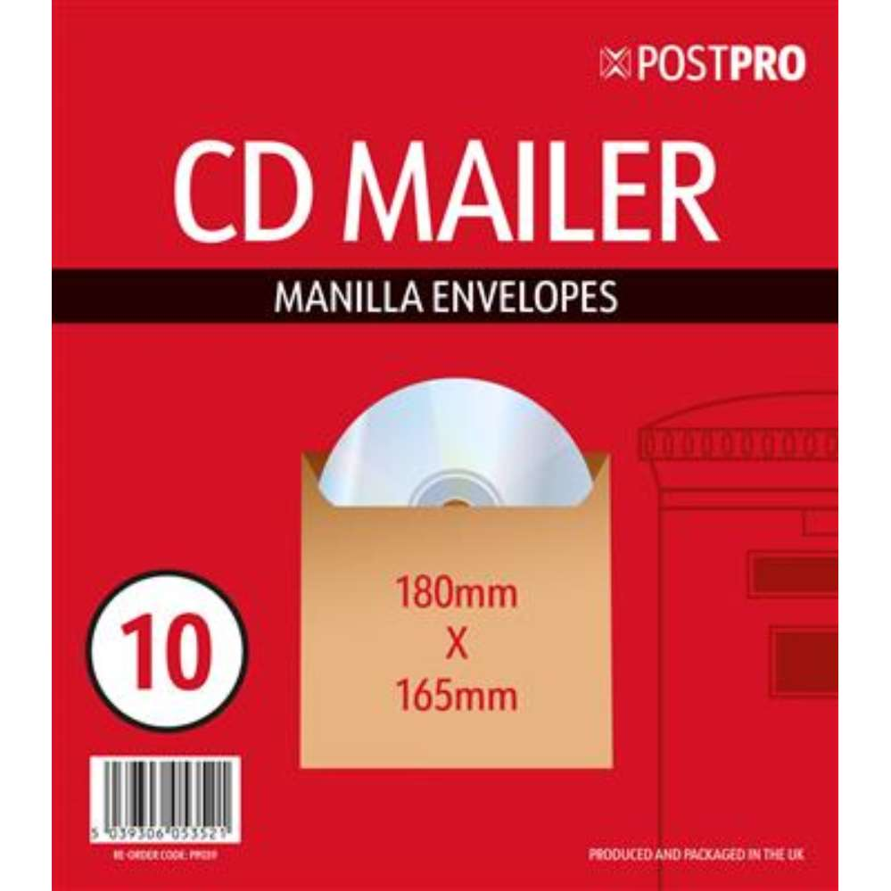 10pk CD Envelopes Mailer 165x180mm