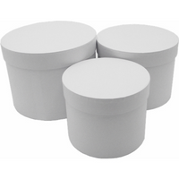 Pearl White Round Hat Box - Set of 3