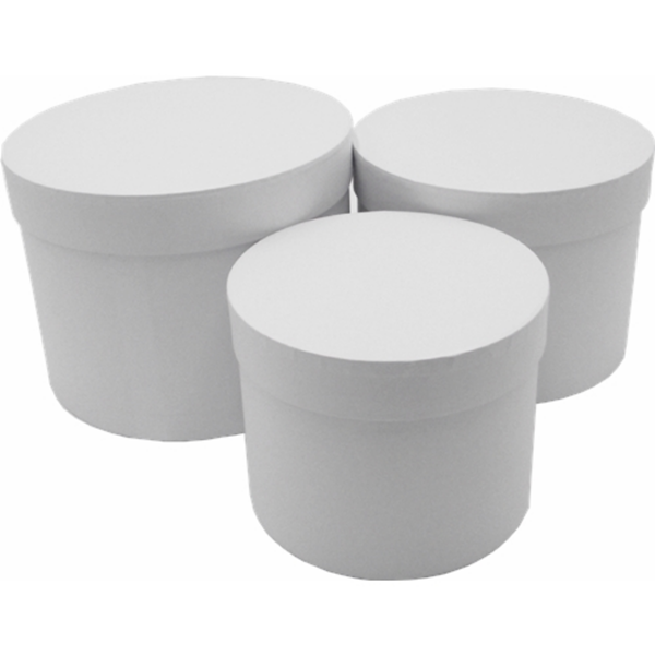 Pearl White Round Hat Box - Set of 3