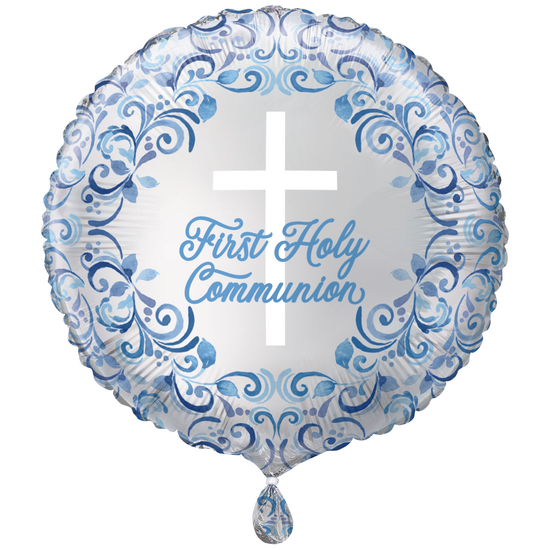 Unique Foil Balloon Blue Communion Holy Cross