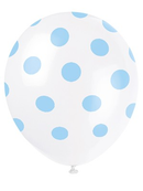 Unique Light Blue Dots 12" Latex Balloons 6pk