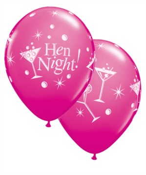 6 Pink Latex Balloons 11" Round Hen Night
