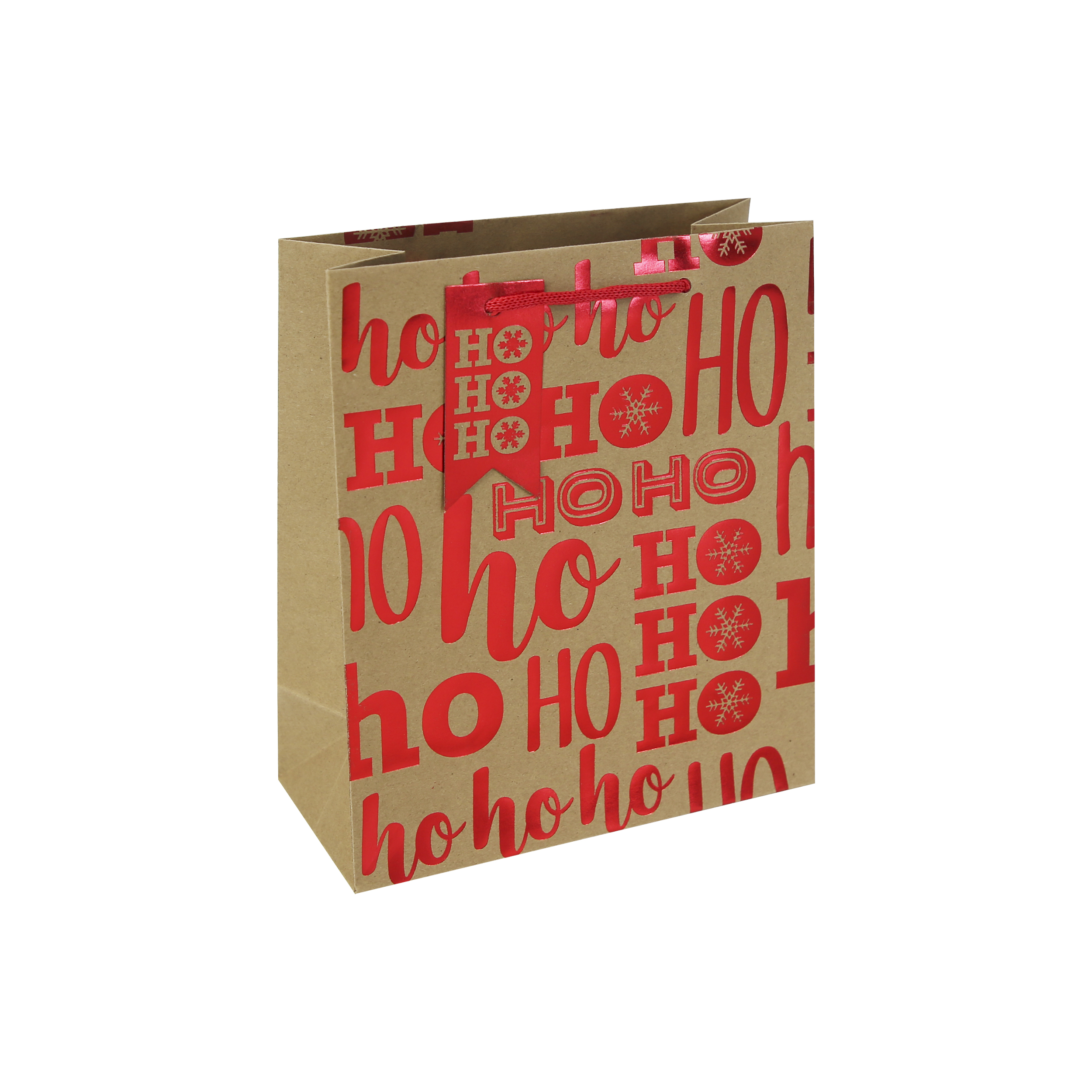 Ho Ho Ho Kraft Gift Bag 3pk