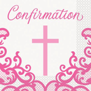 Pink Cross Confirmation Luncheon Napkins 16pk