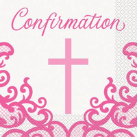 Pink Cross Confirmation Luncheon Napkins 16pk