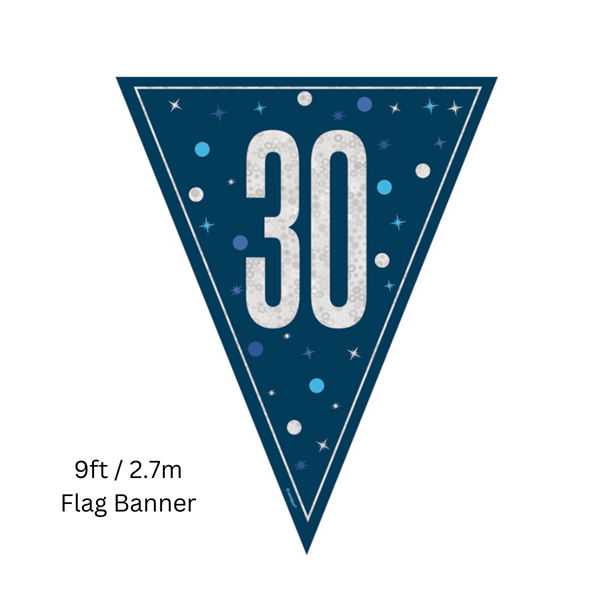 Unique Flag Banner Blue Glitz Age 30 9ft