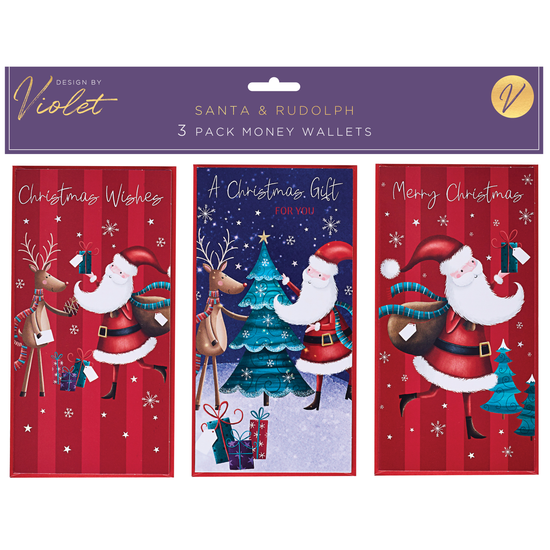 Partisan 3 Pack Money Wallet Santa & Rudolph