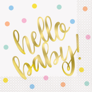 Hello Baby Gold Lunch Napkins 16pk