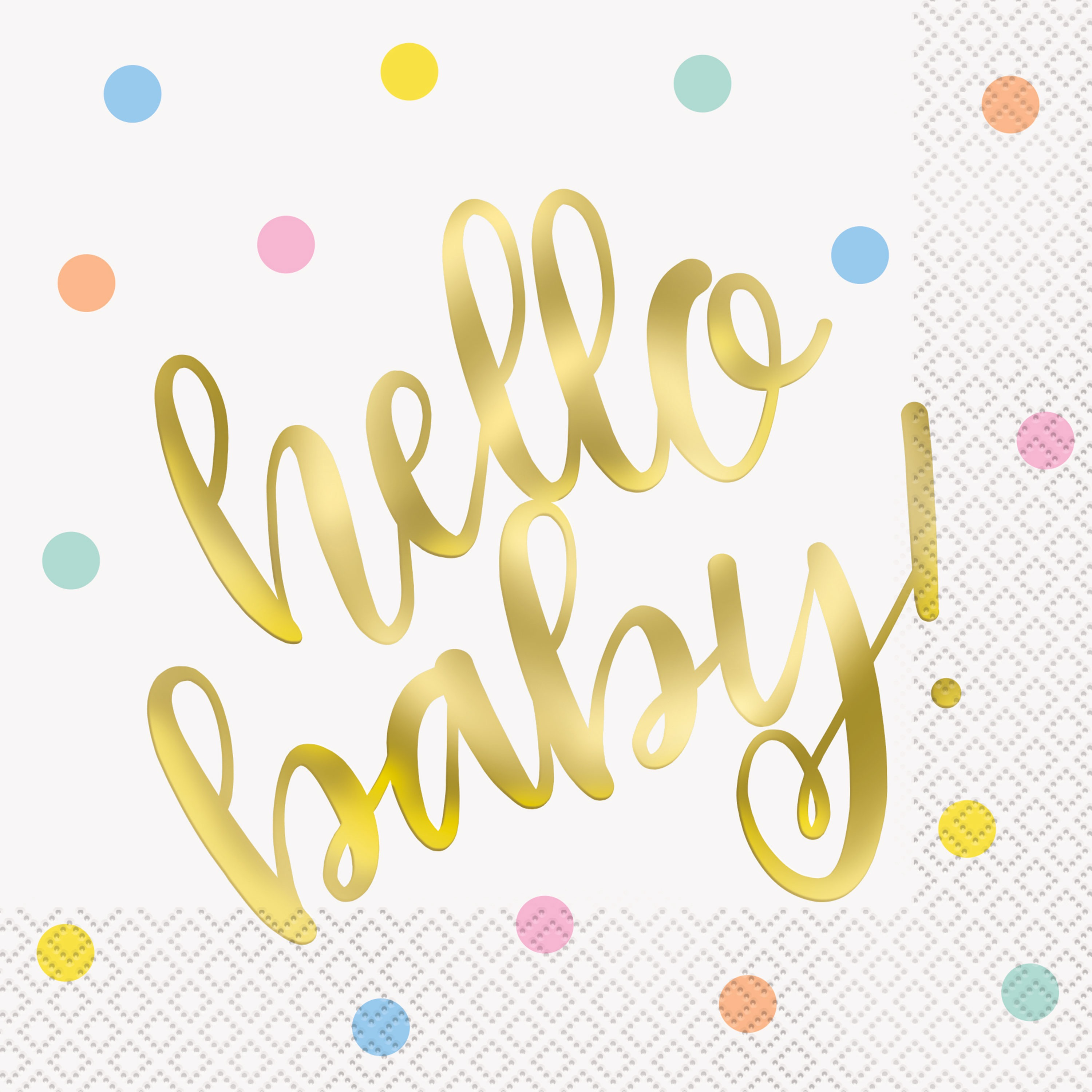 Hello Baby Gold Lunch Napkins 16pk