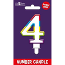 Giftzone Party Candle Number 4 Glitter Rainbow