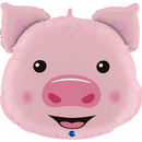 Smiling Pig Head 30" Foil Balloon