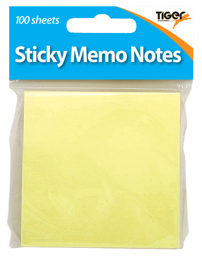 Tiger Stationery 100 Sheet Sticky Notes 7.5x7.5cm