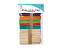 80-pack of Gem Imports craft wooden lolly sticks, natural craft embellishments for arts and DIY projects on a white background.
