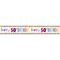 Unique Banner Bright Confetti Age 50 9ft