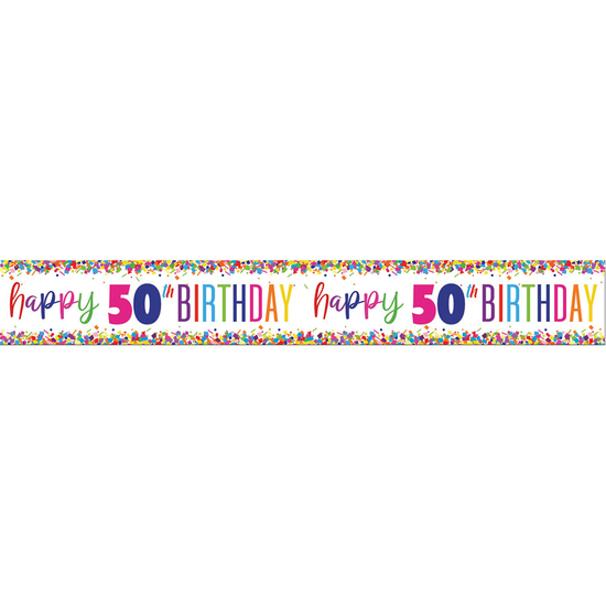 Unique Banner Bright Confetti Age 50 9ft