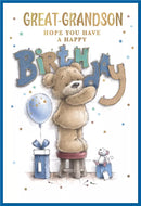 Simon Elvin C50 birthday greeting cards for great-grandson, featuring colorful designs and festive messages in a 6-pack set.