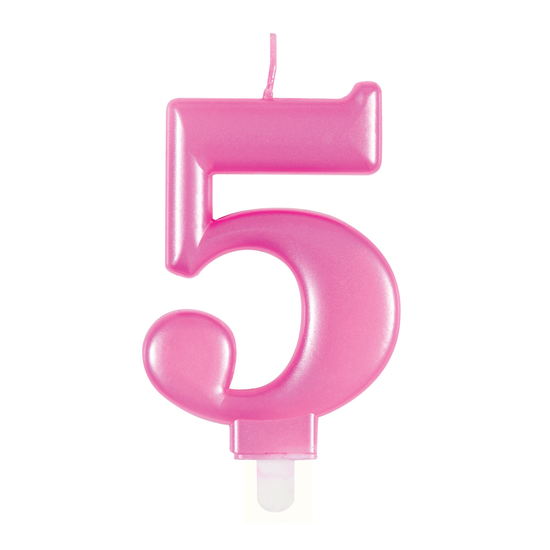 Unique Party Candle Number 5 Metallic Pink