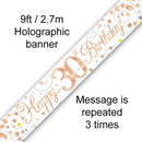 Oaktree Banner Sparkling Fizz Age 30 Rose Gold 9ft