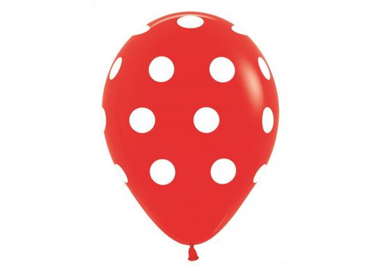 Sempertex Red Polka Dots 12" Latex 25pk