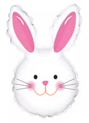 White 12-inch Bunny foil balloon by TRI, air-filled, featuring a cute bunny design, displayed against a plain background.