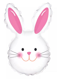 White 12-inch Bunny foil balloon by TRI, air-filled, featuring a cute bunny design, displayed against a plain background.
