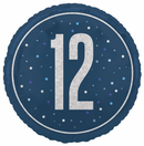 Unique Foil Balloon Blue Glitz Age 12 18"
