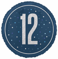 Unique Foil Balloon Blue Glitz Age 12 18"