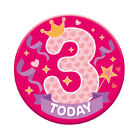 Six small Tiger Feet birthday badges with age 3 design, perfect for celebrating a child's third birthday.