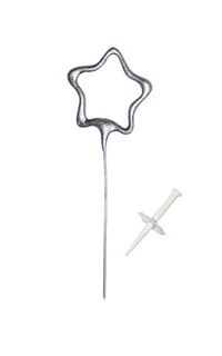 Silver Cake 4" Star Sparkler With Holder
