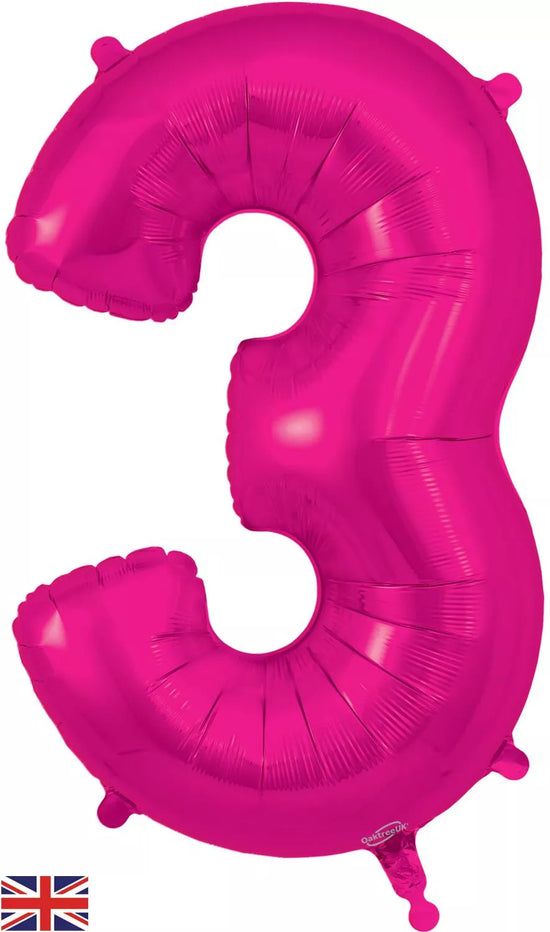 Oaktree Foil Balloon New Pink 34" Number 3