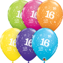 Qualatex 25-pack printed latex balloons in tropical design, age 16 theme, assorted 11-inch size for celebrations