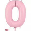 Oaktree 34-inch matte pink foil number 0 balloon, shiny and reflective, perfect for celebrations and party decorations.