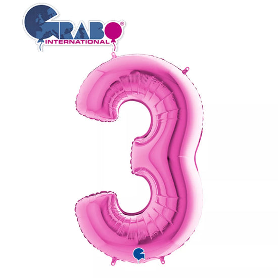 Grabo Foil Balloon Fuchsia 40" Number 3