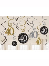 Amscan 40th Gold Swirl Decorations 12pk