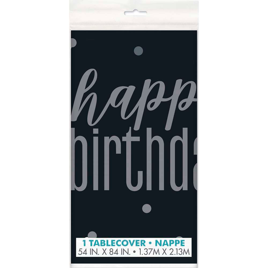Unique Tablecover Black Glitz Birthday 54" x 84
