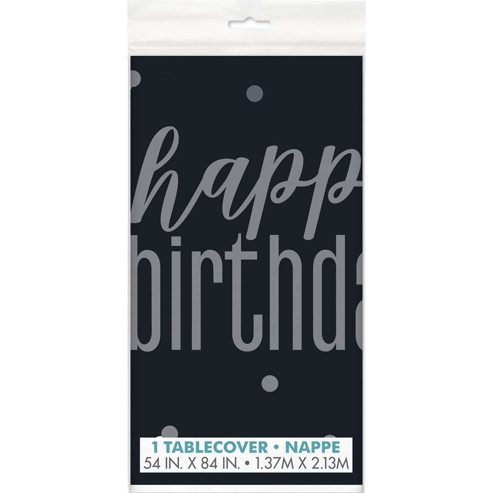 Unique Tablecover Black Glitz Birthday 54" x 84