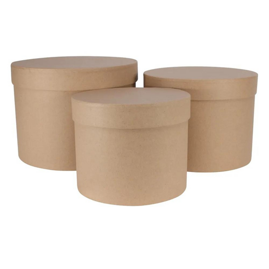 APAC Hat Boxes Kraft Set of 3 (Largest 19x14.4cm)