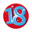 Six small Tiger Feet birthday badges featuring the number 18, perfect for celebrating milestone birthdays.