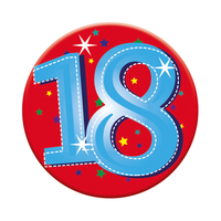 Six small Tiger Feet birthday badges featuring the number 18, perfect for celebrating milestone birthdays.