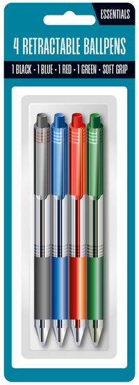 Essentials Ballpoint Pen Assorted 4pk