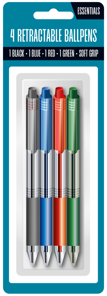 Essentials Ballpoint Pen Assorted 4pk