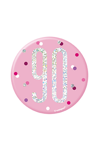 Unique Badge Pink Glitz Age 90 3