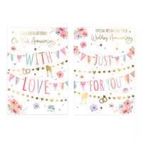 Poppyhill 12-pack C50 anniversary greeting cards featuring elegant designs for celebrating special occasions.