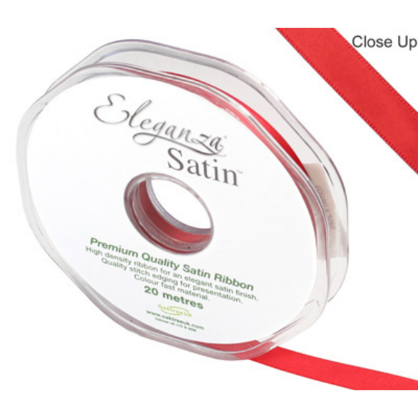 Eleganza Ribbon Double Faced Satin Red 10mm x 20M