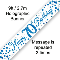 Oaktree Banner Sparkling Fizz Age 70 Blue 9ft