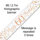 Oaktree Banner Sparkling Fizz Age 60 Rose Gold 9ft