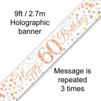 Oaktree Banner Sparkling Fizz Age 60 Rose Gold 9ft